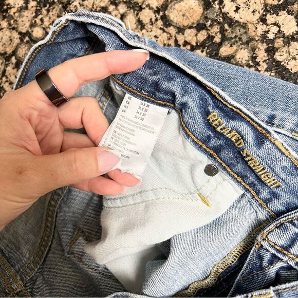 American Eagle Made To Last Mens Size 36x30 Relaxed Straight Blue Denim Jeans - Picture 6 of 7